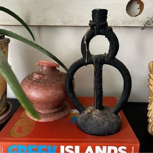 Black resin taper candle holder